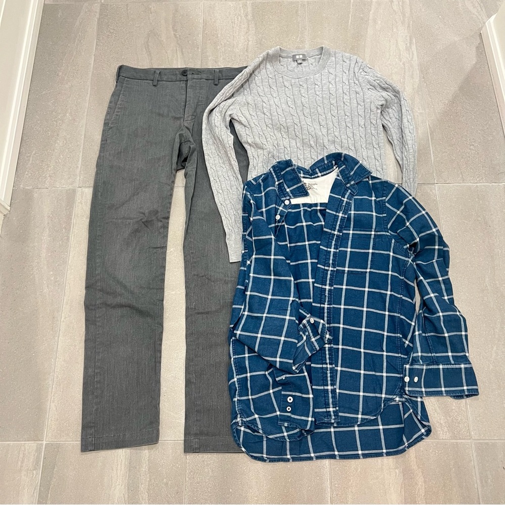 uniqlo Blue Plaid Shirt jeans